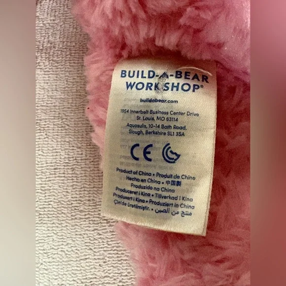 Build A Bear Teddy Bear Plush Pink 16" Retired Plush Heart Nose Blue Eyes - Picture 5 of 7